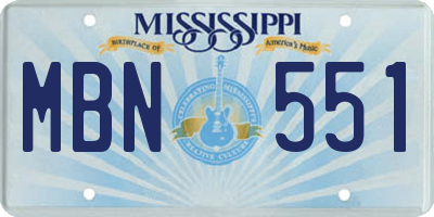 MS license plate MBN551