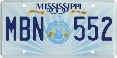 MS license plate MBN552