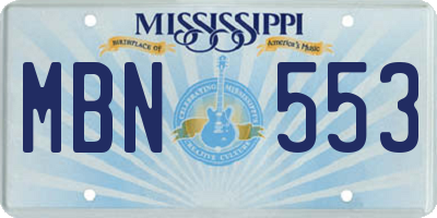 MS license plate MBN553