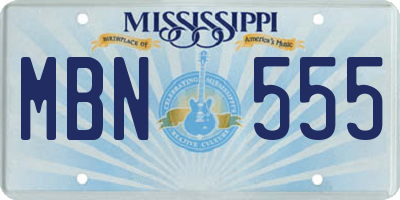 MS license plate MBN555