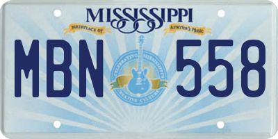 MS license plate MBN558