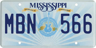 MS license plate MBN566