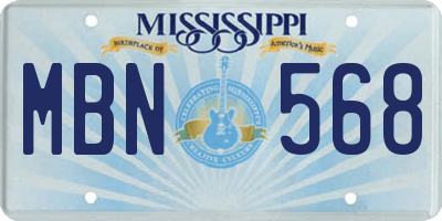 MS license plate MBN568