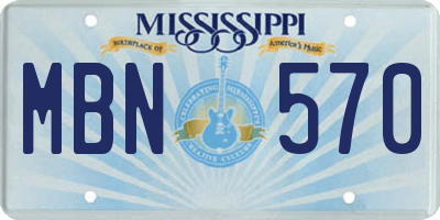 MS license plate MBN570