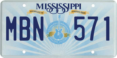 MS license plate MBN571