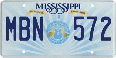 MS license plate MBN572