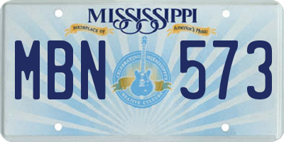 MS license plate MBN573