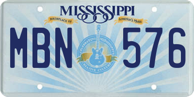MS license plate MBN576