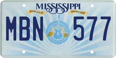MS license plate MBN577