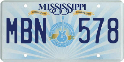 MS license plate MBN578