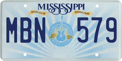 MS license plate MBN579