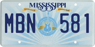 MS license plate MBN581