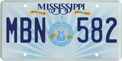 MS license plate MBN582