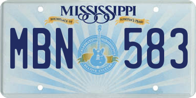 MS license plate MBN583