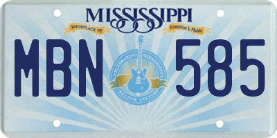 MS license plate MBN585