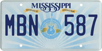MS license plate MBN587