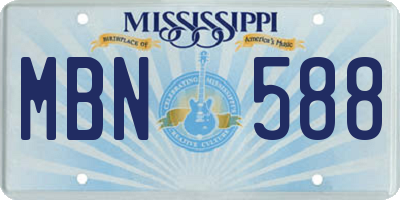 MS license plate MBN588