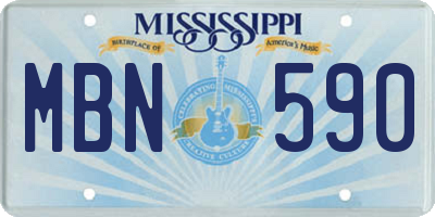 MS license plate MBN590