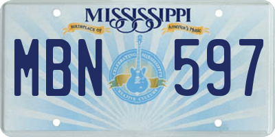 MS license plate MBN597