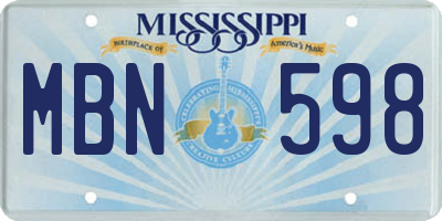 MS license plate MBN598