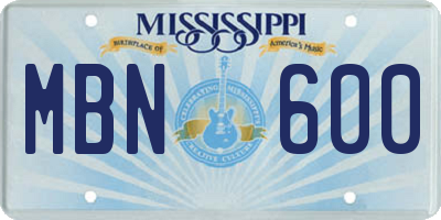 MS license plate MBN600