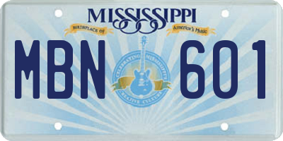 MS license plate MBN601