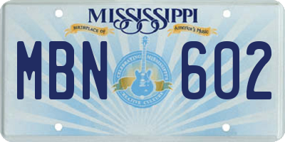 MS license plate MBN602