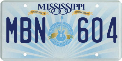 MS license plate MBN604