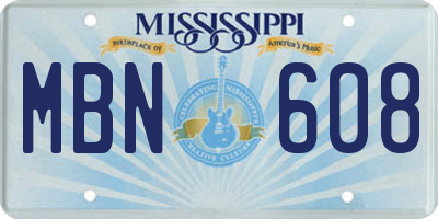 MS license plate MBN608