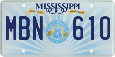MS license plate MBN610