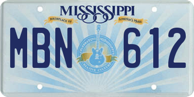 MS license plate MBN612