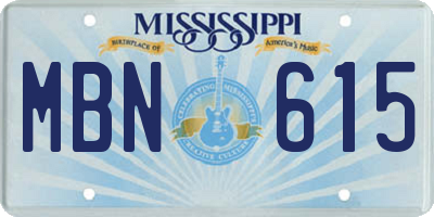 MS license plate MBN615