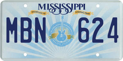 MS license plate MBN624