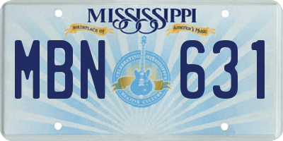 MS license plate MBN631