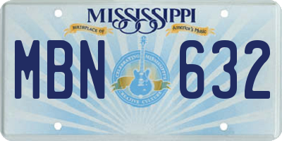 MS license plate MBN632