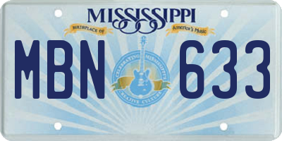 MS license plate MBN633