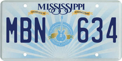 MS license plate MBN634