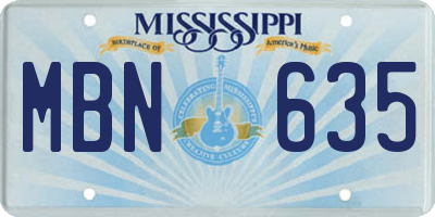MS license plate MBN635