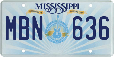 MS license plate MBN636