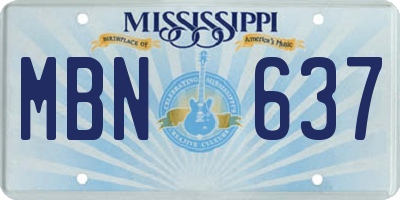 MS license plate MBN637