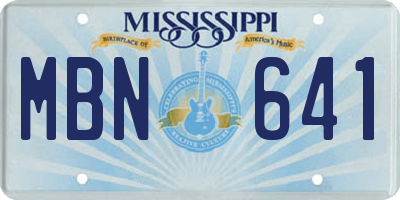 MS license plate MBN641