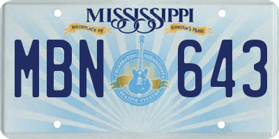 MS license plate MBN643