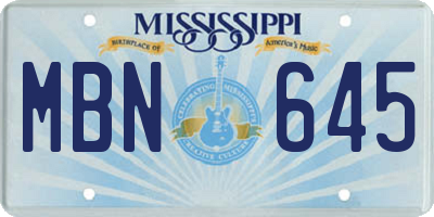 MS license plate MBN645