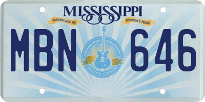 MS license plate MBN646