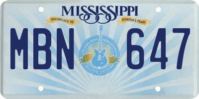 MS license plate MBN647