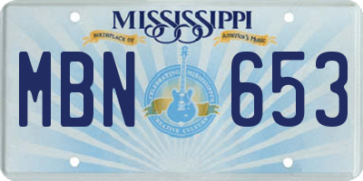 MS license plate MBN653