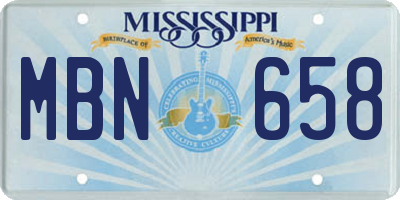 MS license plate MBN658