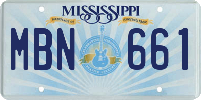 MS license plate MBN661