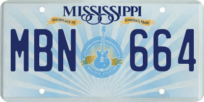 MS license plate MBN664