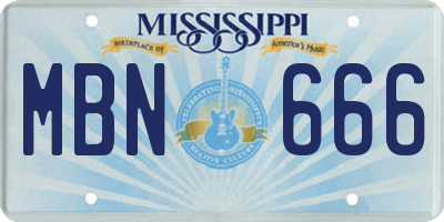 MS license plate MBN666